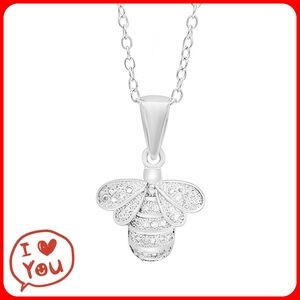 Cubic Zirconia Bee Pendant Necklace for Valentine's Day